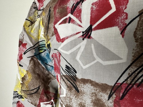 80s Islander Hawaiian Shirt Men L Gray Floral Geometric Abstract Hipster Rayon - Picture 9 of 15