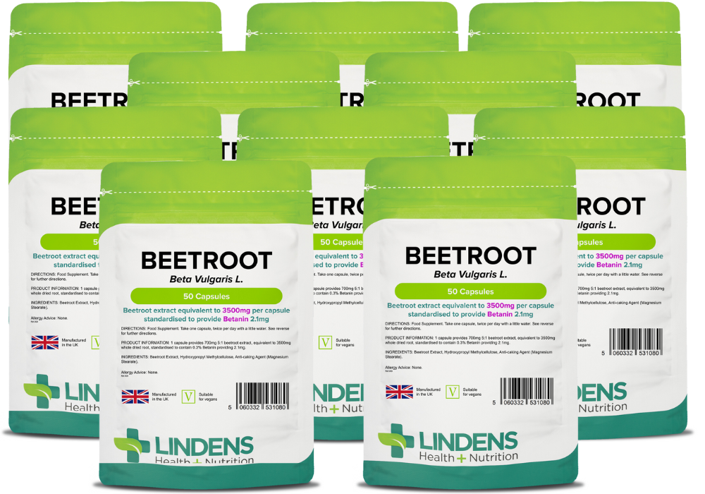 Lindens Beetroot Super Strength 3500mg - 500 Capsules (10x50) - UK Made