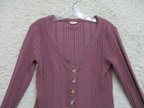 Aeropostale Sweater Extra Large Youth Red Burgundy Cardigan Knit Cropped Girls - Picture 2 of 9