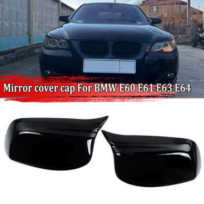 2x Spiegelkappen Außenspiegel Schwarz Glanz für 03-08 BMW E60 E61 E63 E64 M-Stil
