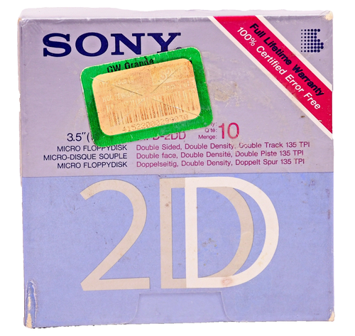 Sony MFD-2DD 3.5 Inch Floppydisk Double Density Micro Set of 10 New Sealed - Afbeelding 2 van 2