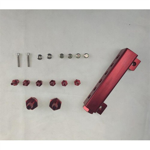 Red 6 Port Vacuum Block Intake Manifold Kit Fuel Gas Wastegate Turbo Boost - Picture 5 of 9