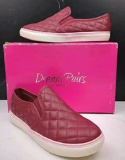 Dream Pairs Vin-22 Women's Casual Slip On Sneakers, Red, sz 7.5M