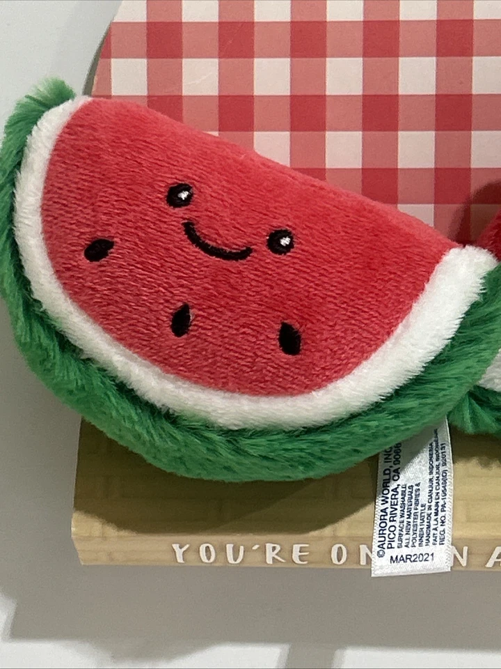New Aurora 2 Piece Watermelon Rattle & Crinkle Plush Set You're One in a Melon - Image 2 of 4