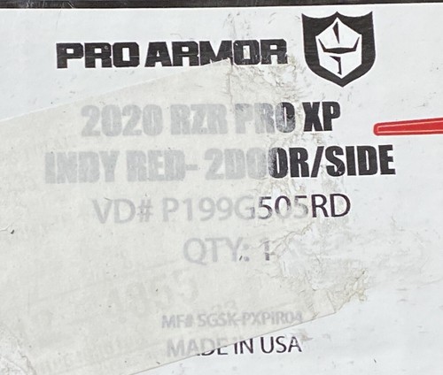 2020 PRO ARMOR RZR PRO XP INDY RED-2DOOR/SIDE GRAPHICS PN #P199G505RD / #L798 - Picture 8 of 9