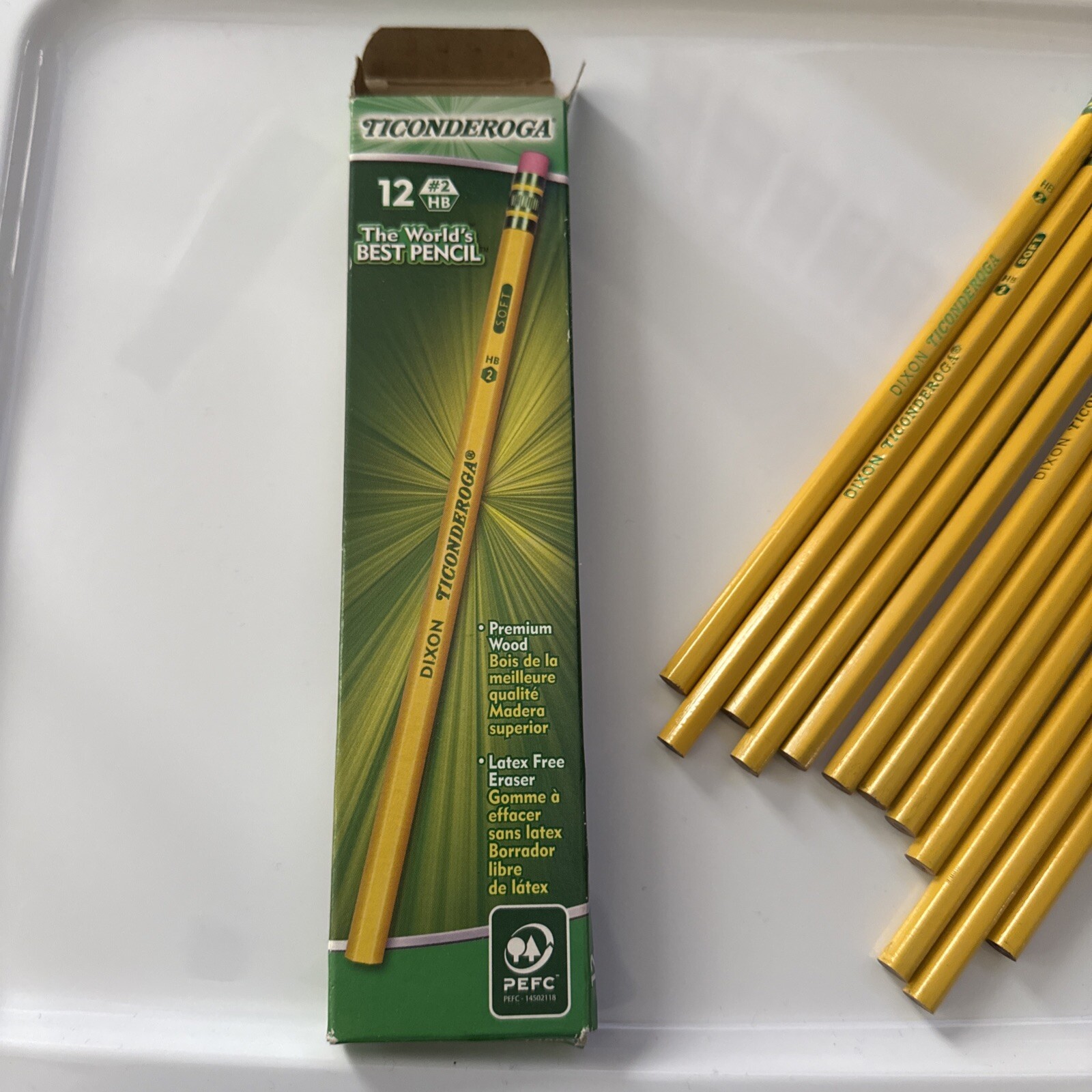 Vintage Dixon Ticonderoga 13882 No. 2 HB Pencils Pack of 12 Made in Mexico-image