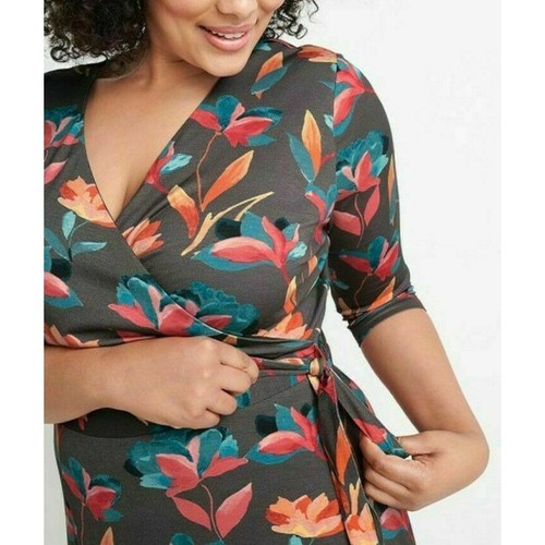Ryllace Luxus Strick Blumen Faux Wickelkleid 1X - Bild 3 von 3