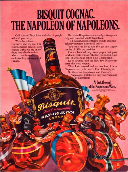 Anuncio impreso brandy Bisquit Napoleon Coñac 1971 9 x 12