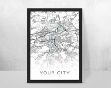 Personalised Custom CITY MAP, Any CITY/COUNTRY Travel street poster artwork