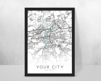 Personalisierte individuelle STADTKARTE, jede STADT/LAND Reise Straße Poster Kunstwerk