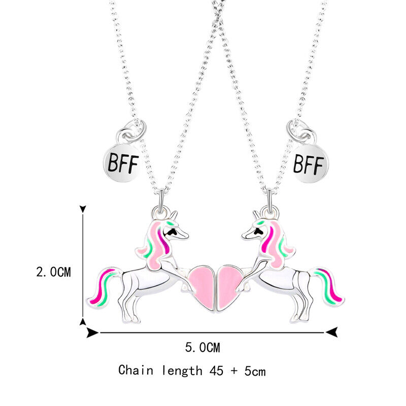 2Pcs BFF Best Friend Kids Cute Necklace Cartoon Love Girlfriend Necklace^,)