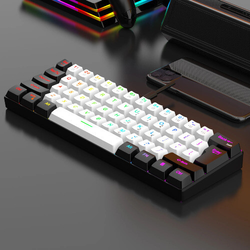 RGB Backlight Ultra Compact Keyboard, Waterproof Small Compact 61 Key Keyboard