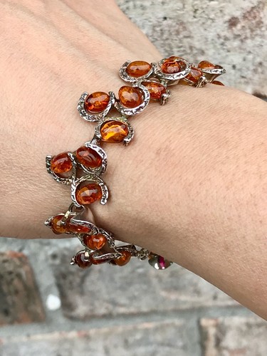 GENUINE BALTIC AMBER BRACELET .925 Sterling Silver FREE FAST SHIPPING! - Picture 11 of 12