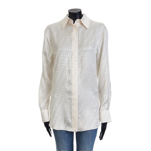 Fendi Sheer Blouse Shirt Top Zucca Brown #40 178873 | eBay