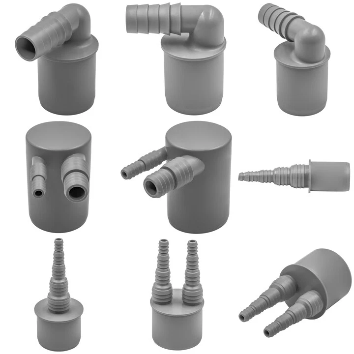 Schlauchnippel, Doppel-Schlauchnippel für Schlauch, ECK, DN 32 40 50 Grau Airfit
