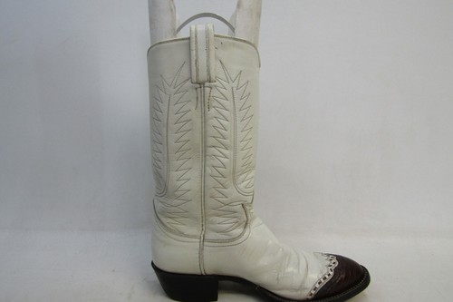 TONY LAMA Gold Label Womens Size 6.5 A (Narrow Width) White Brown Cowboy Boots - Picture 4 of 11