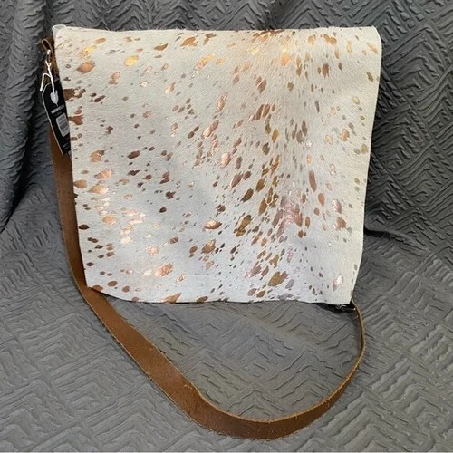 AMISH MADE Farmhouse Frocks Gather Bag Crossbody Cowhide NWT