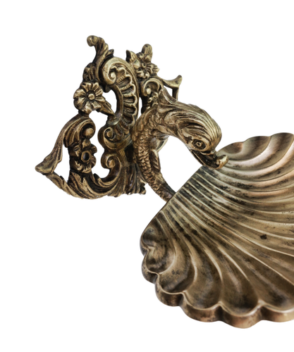 Antique Toilet Hardware in Brass Soap Disk Holder Dolphin Shape Victorian Style - Picture 5 of 8