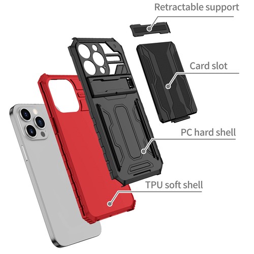 For iPhone 16 15 14 13 12 11 Pro Max XR 8 Plus Rugged Stand Case Card Slot Cover - Picture 37 of 72