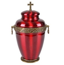 Beautiful Red Metal Cremation Urn Funeral Urn For Adult Ashes