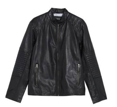 NEW MISSANI LE COLLEZIONI Lamb Leather Moto Jacket in Black XXL