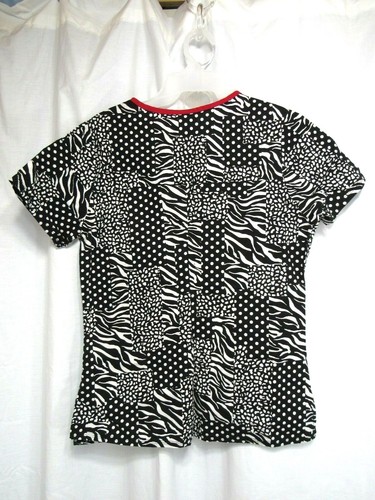 Scrub Star Scrub Top Size XS Black and White Pull Over Short Sleeve Pockets Work - Picture 4 of 4