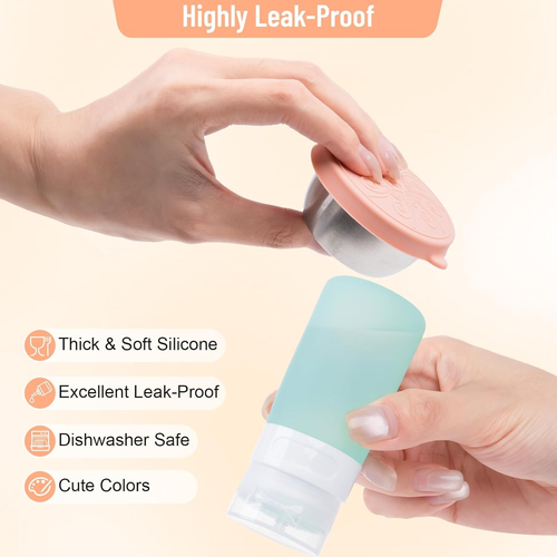 8-Pack Salad Dressing Container to Go, 2 Oz Leakproof Silicone Squeeze Bottles f - Picture 3 of 12