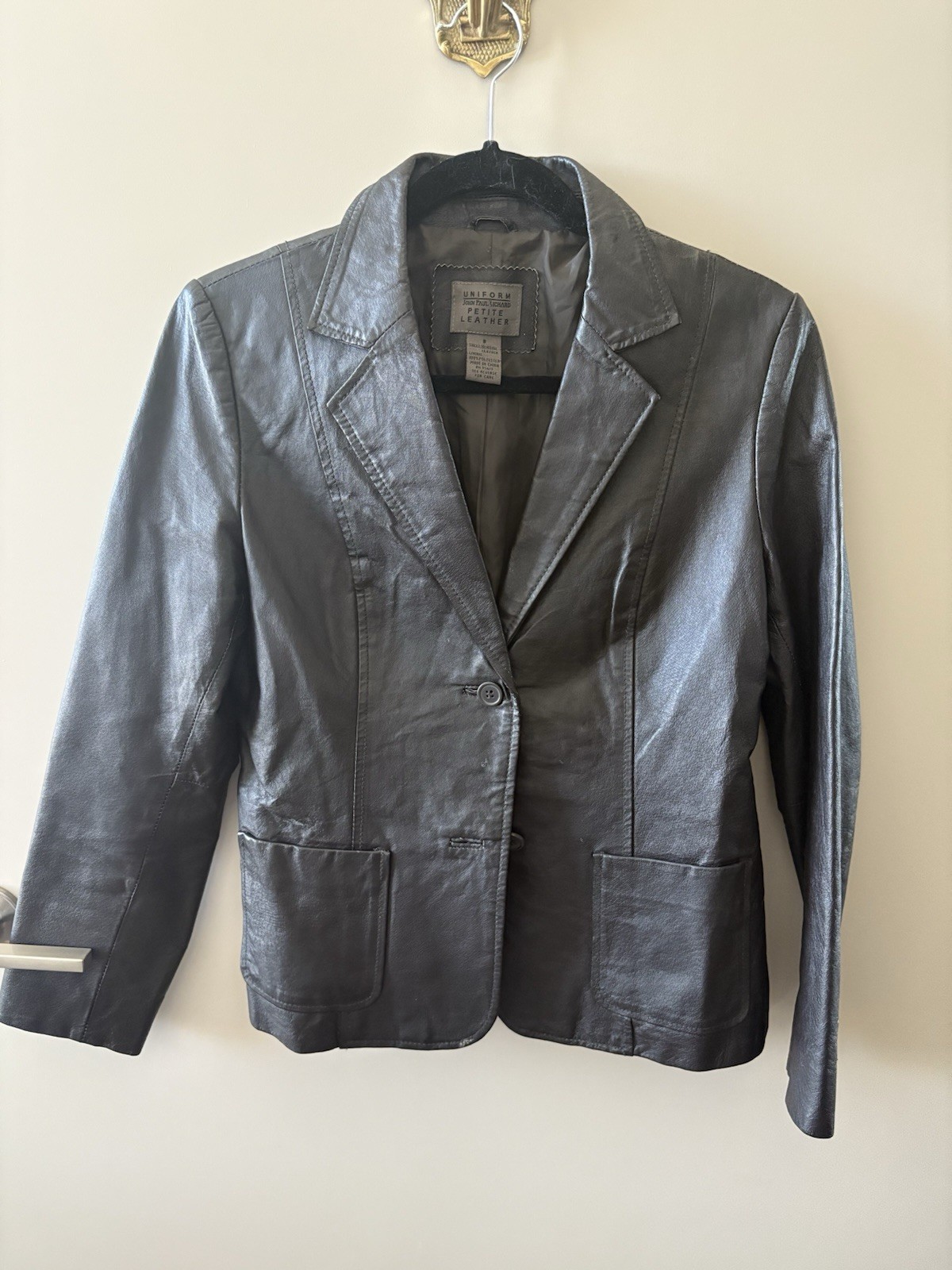 John Paul Richard Leather Jacket Womens 8 Black Two Button Pockets