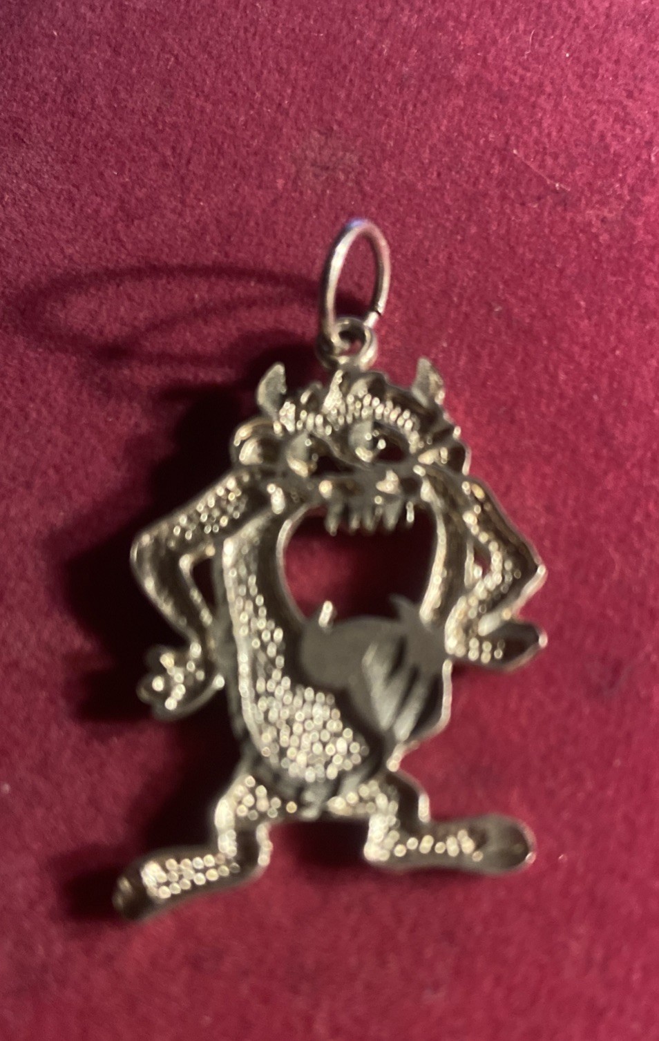 925 Taz Tazmanian Devil Diamond Cut Pendant Charm Sterling Silver 1.7