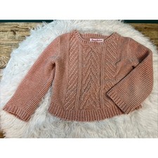 Tommy Bahama Sweater Girls 3-4 YO Pink Chenille Cable Knit Pullover Cozy Soft