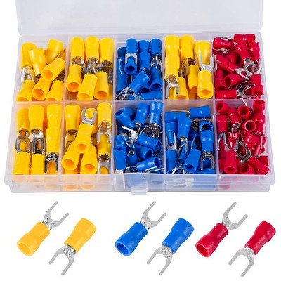 180 Pcs 22-16 16-14 12-10 AWG Insulated Fork Spade U-Wire Connector Electrica...