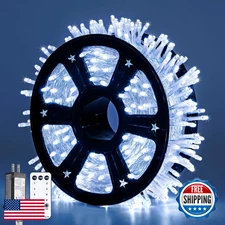 JMEXSUSS 800 LED White Plug-in String Lights Clear Wire Christmas Outdoor
