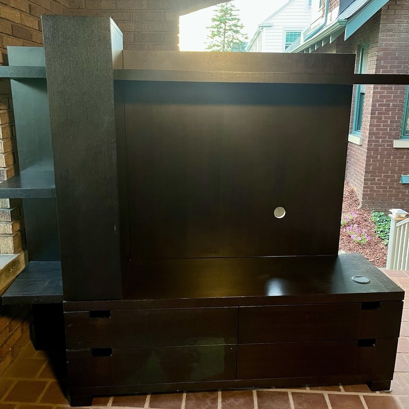 Espresso Rectangular 65x70 Entertainment Unit TV Stand with Back Panel