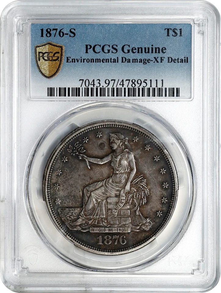 Trade Dollar 1876 S - Dettagli PCGS XF. Bella moneta d'argento. - Immagine 2 di 4