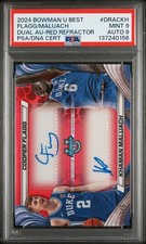 Topps 2024-25 Bowman Dual Auto Red Refractor Flagg Maluach PSA 9 Duke /5