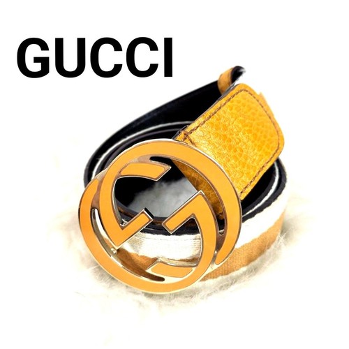 Gucci Belt Authentic GG Buckle Canvas Leather Size 80 32 From Japan Fashion