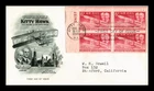 US COVER WRIGHT BROTHERS AIR MAIL FDC SCOTT C45 PLATE BLOCK ARTMASTER
