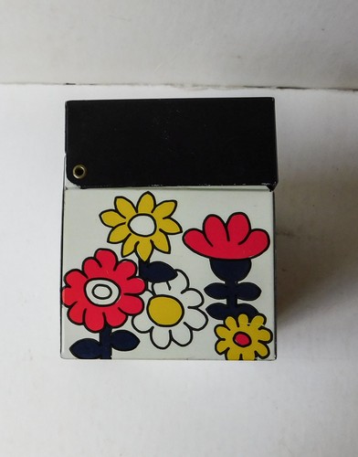 Vintage Ohio Kunst Rezept Karte Kartei Box Dose 70er Retro schwarz weiß orange Blumen - Bild 5 von 10