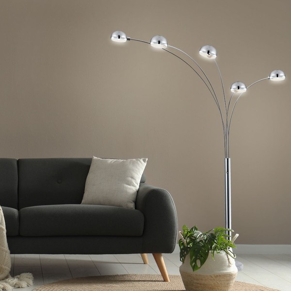 Stehleuchte Standlampe Esszimmerlampe Marmor Leselampe 5 Flammig Chrom H 200 Cm-image