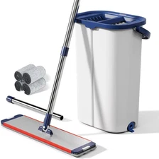 Large Mop and Bucket with Wringer Set for Home, Hands Free Flat Floor Mop and...