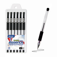 BAZIC Essence Black Gel Pen w/ Cushion Grip 6/Pack