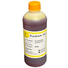Yellow 500ml Printer & Ciss Refill Ink Bottle fits Epson HP Canon