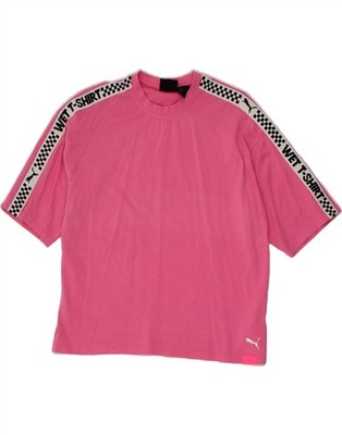 Puma Damen Oversized Grafik T-Shirt Oberteil UK 2 2XS Rosa Baumwolle CS06