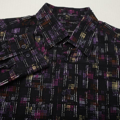 Jhane Barnes Shirt Mens XL Black Purple Abstract Pattern Classic Fit Long Sleeve
