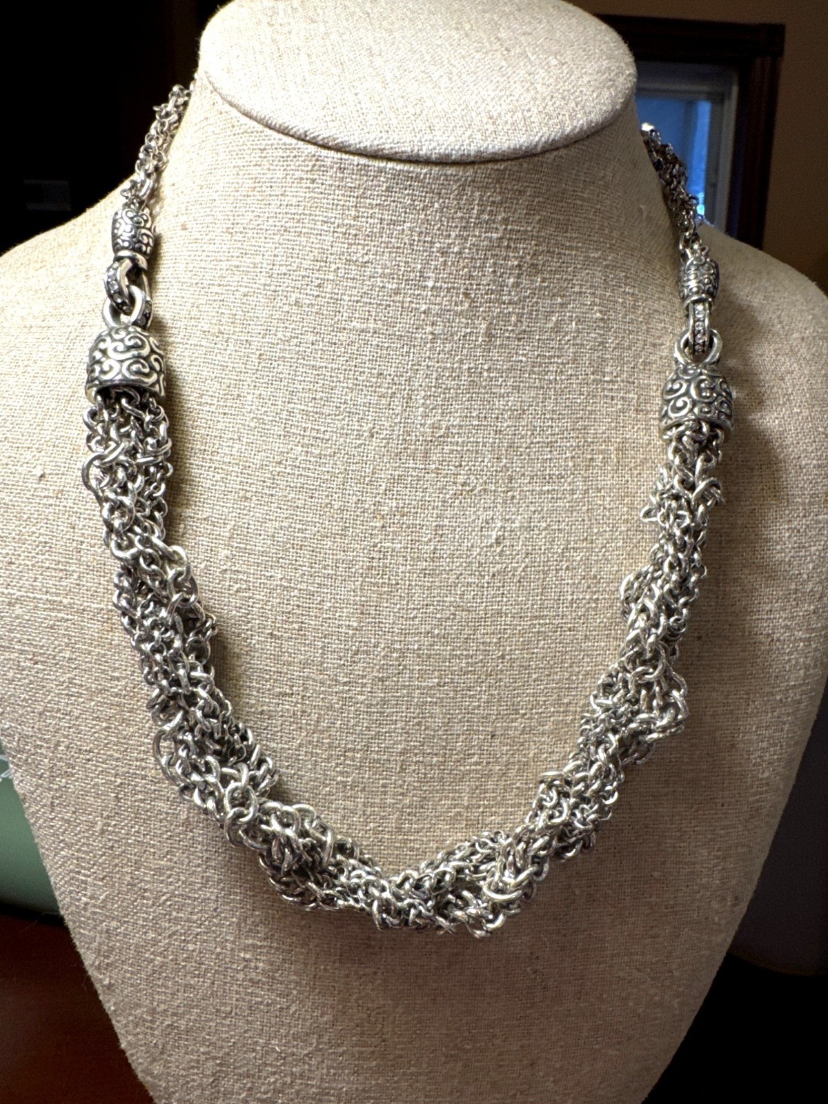Brighton Silver Scroll Link Multi-Chain Twisted N… - image 1