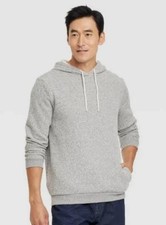 Men's Textured Fleece Hooded Sweatshirt - Goodfellow Co Gray - Size Small