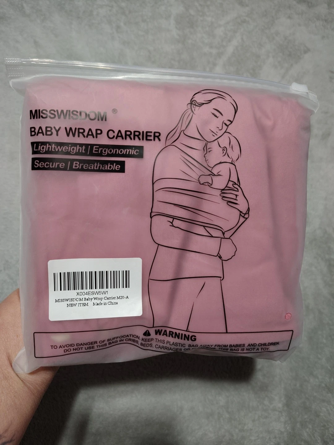Misswisdom Baby Wrap Carrier Rose Newborn/Infant 1 To 36 Months Adjustable Rev