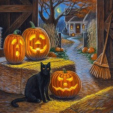 Wooden Jigsaw Puzzles For Adults - Cat O'Lantern 47 Piece Mini Puzzle 