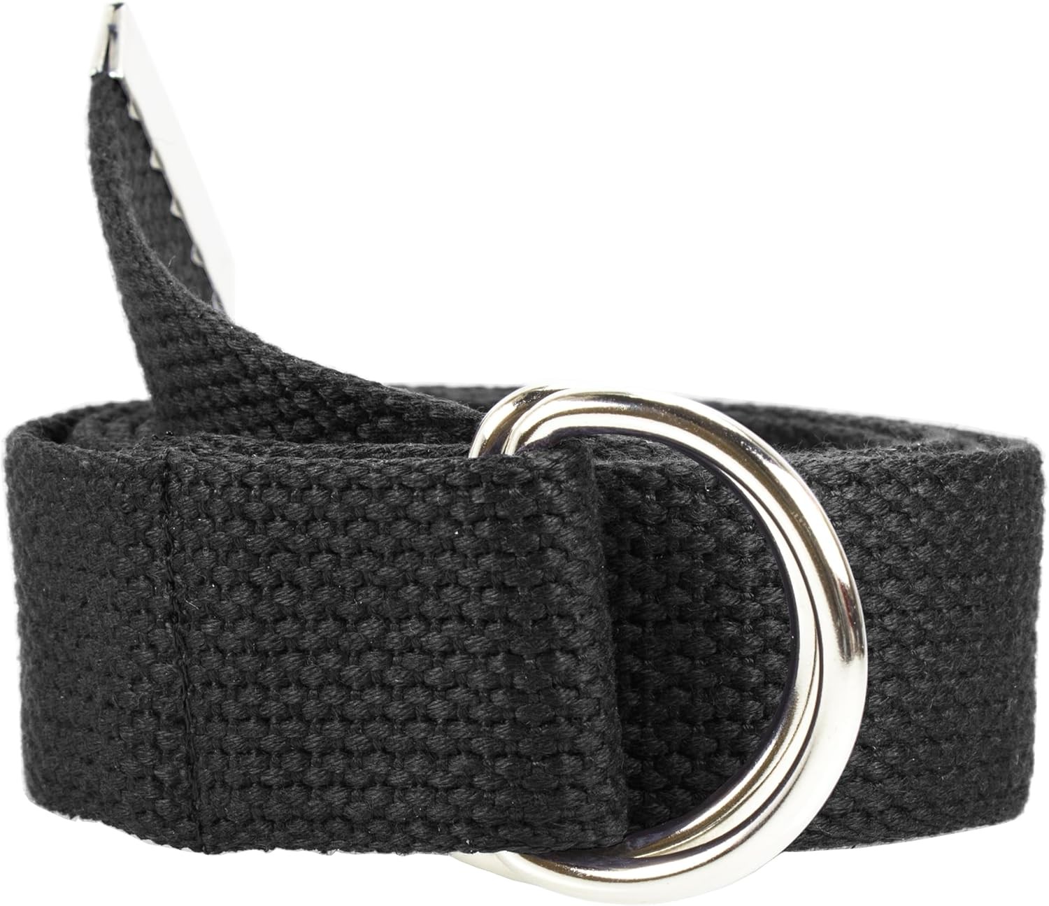 Gelante Canvas Web D Ring Belt Silver S/M (30"-35" Waist), Black 