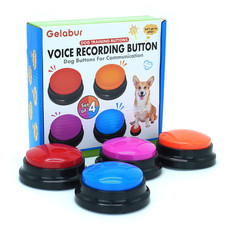 Gelabur Set of 4 Dog Buttons for Pack 4, Red/Blue/Rose/Orange